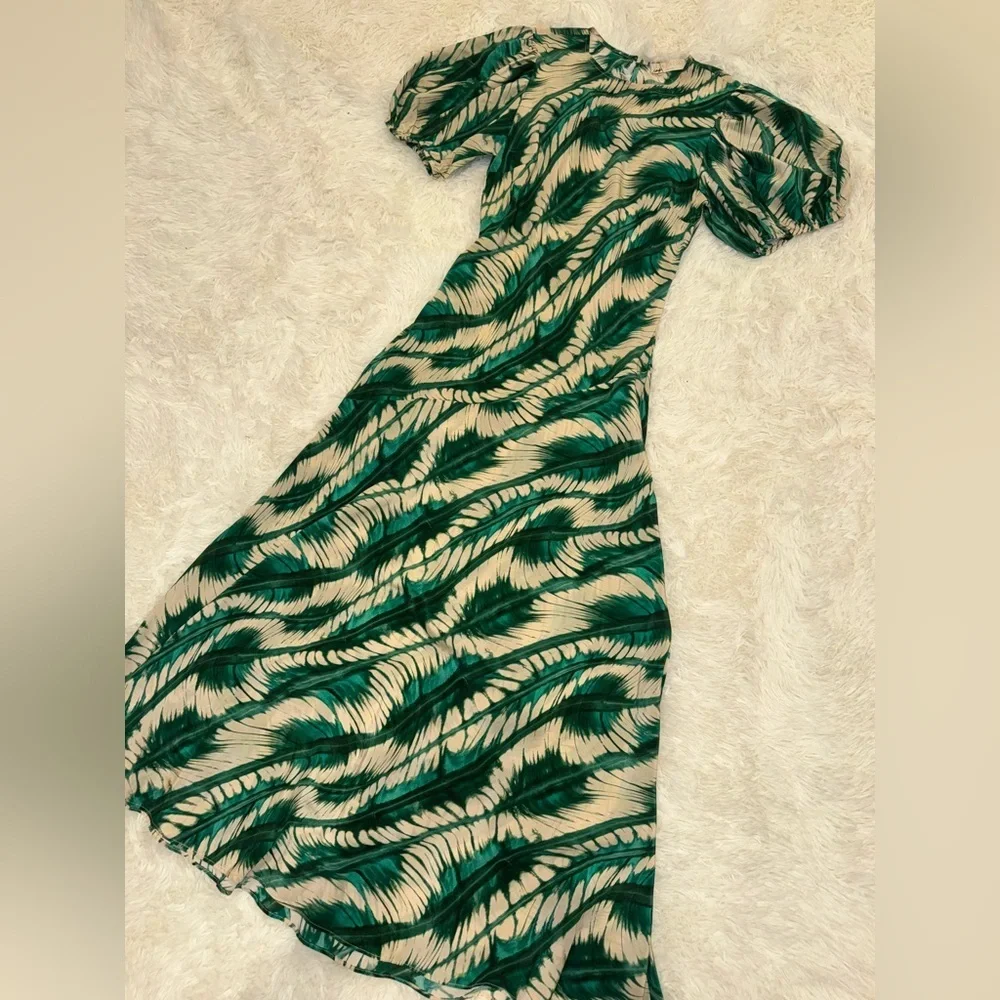 NEW Ulla Johnson Ines Puff Sleeve Silk Maxi green Dress sz 2 - Picture 4 of 9